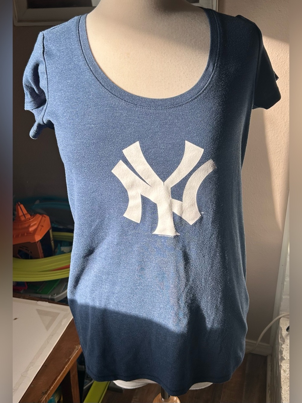 New York Navy Scoop Neck maternity Tee with White Logo Size M